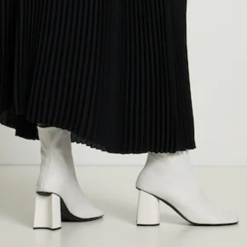 NIB$1250 Balenciaga Glove 80mm Zipped Shiny Soft Leather Ankle Bootie Boots 37 7
